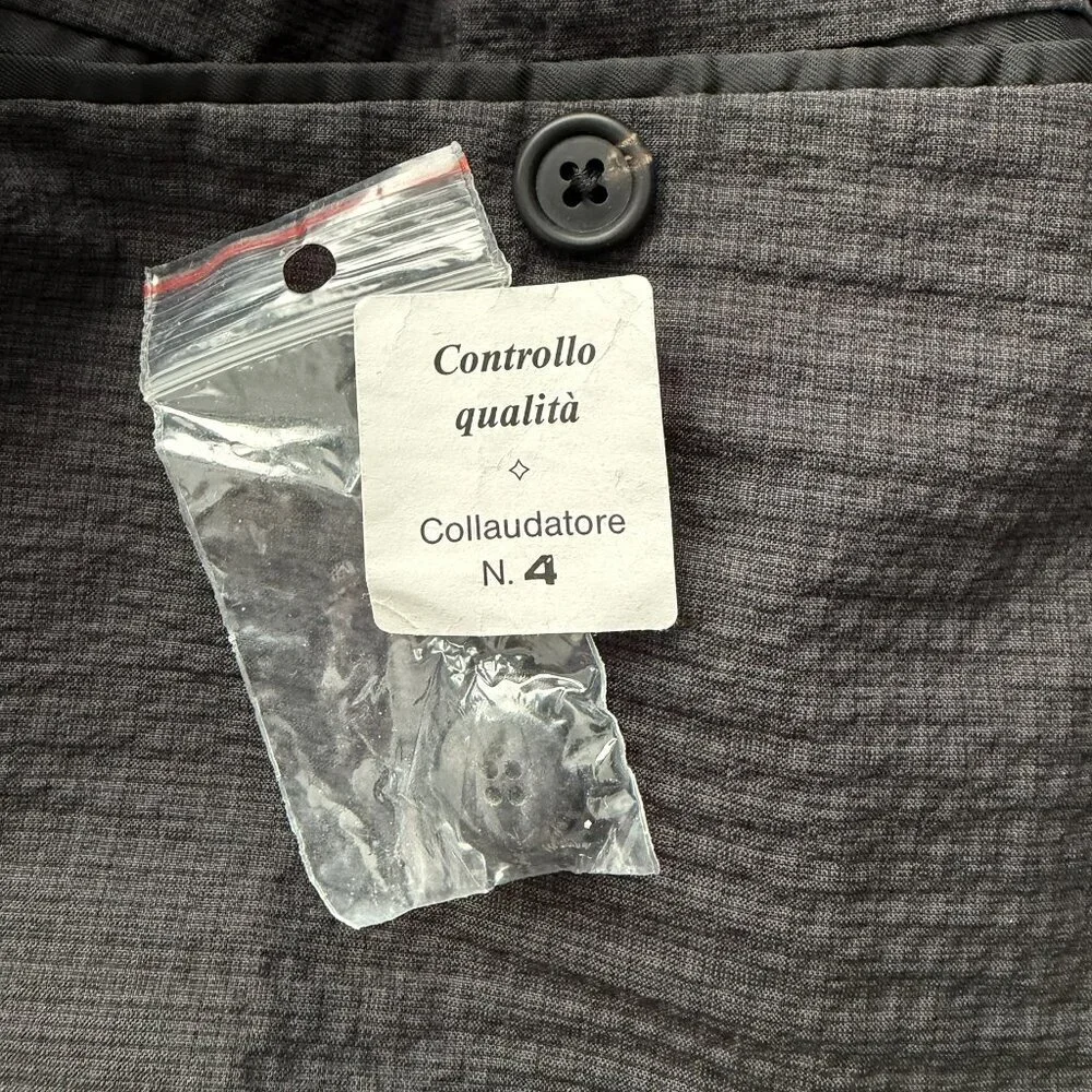 PRADA Charcoal Gray Textured Cotton Suit Blazer 52L